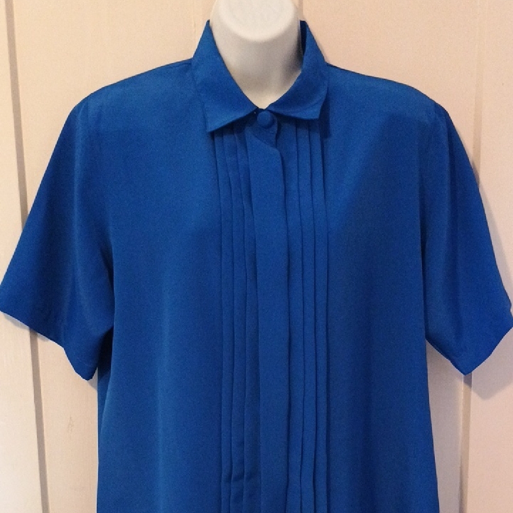 Elegant Blue Pleated Blouse